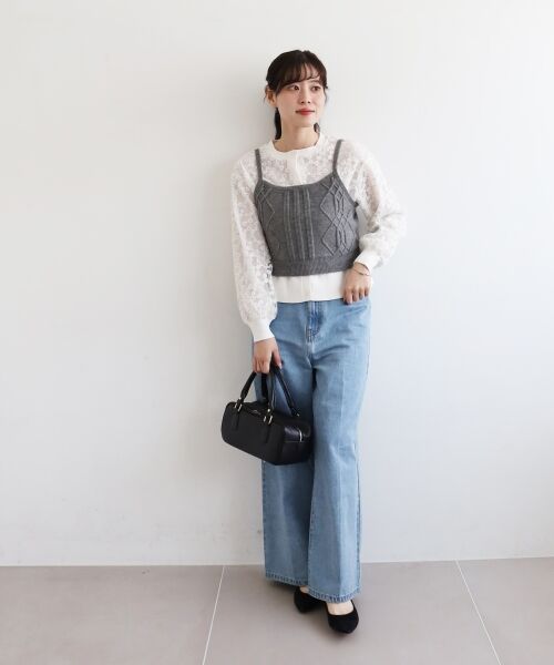 le.coeur blanc / ルクールブラン カーディガン・ボレロ | フラワーレース刺繍ニットカーディガン | 詳細12