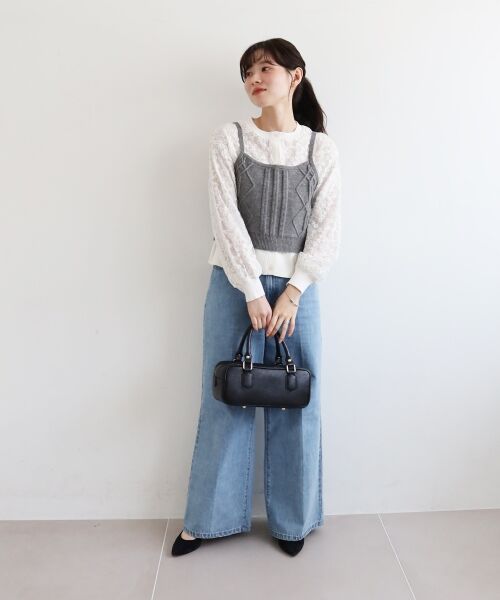 le.coeur blanc / ルクールブラン カーディガン・ボレロ | フラワーレース刺繍ニットカーディガン | 詳細13