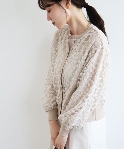 le.coeur blanc / ルクールブラン カーディガン・ボレロ | フラワーレース刺繍ニットカーディガン | 詳細19