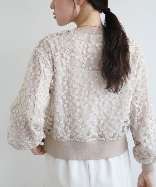 le.coeur blanc / ルクールブラン カーディガン・ボレロ | フラワーレース刺繍ニットカーディガン | 詳細20