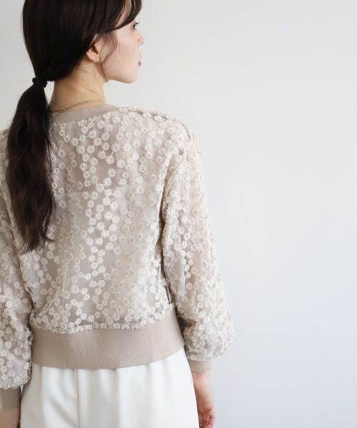 le.coeur blanc / ルクールブラン カーディガン・ボレロ | フラワーレース刺繍ニットカーディガン | 詳細21