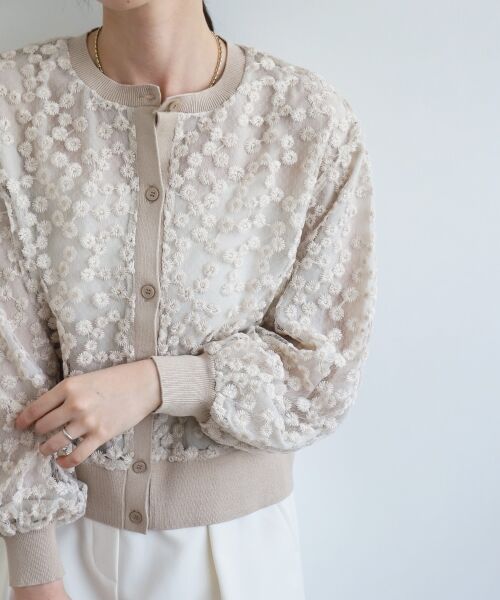 le.coeur blanc / ルクールブラン カーディガン・ボレロ | フラワーレース刺繍ニットカーディガン | 詳細22