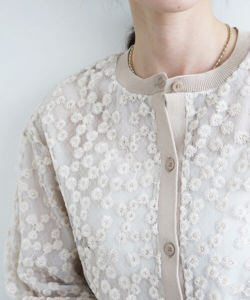 le.coeur blanc / ルクールブラン カーディガン・ボレロ | フラワーレース刺繍ニットカーディガン | 詳細23