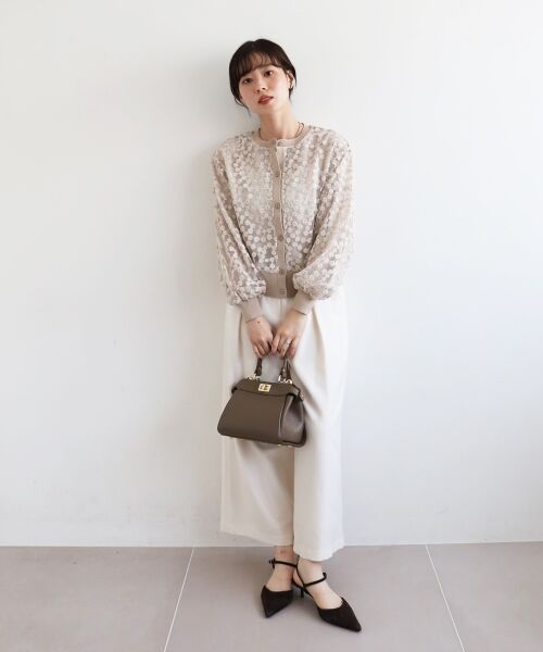 le.coeur blanc / ルクールブラン カーディガン・ボレロ | フラワーレース刺繍ニットカーディガン | 詳細25