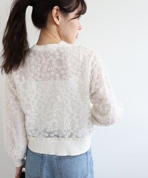 le.coeur blanc / ルクールブラン カーディガン・ボレロ | フラワーレース刺繍ニットカーディガン | 詳細7