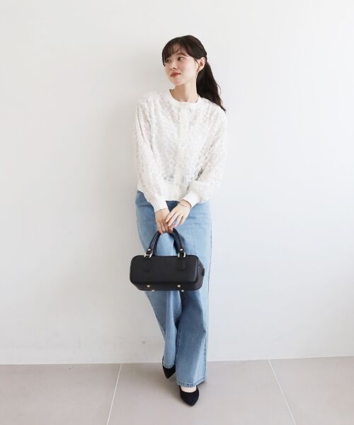 le.coeur blanc / ルクールブラン カーディガン・ボレロ | フラワーレース刺繍ニットカーディガン | 詳細9