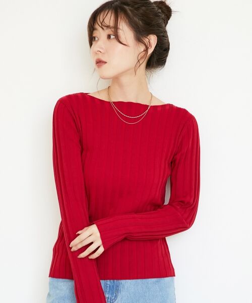 le.coeur blanc / ルクールブラン ニット・セーター | 《手洗い可能》ボートネックリブニット | 詳細13