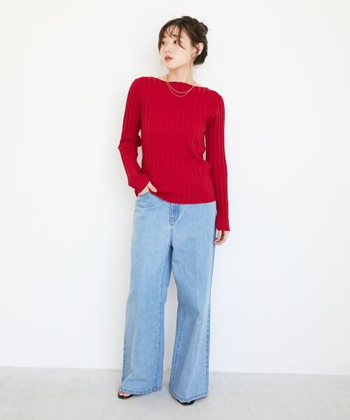 le.coeur blanc / ルクールブラン ニット・セーター | 《手洗い可能》ボートネックリブニット | 詳細18