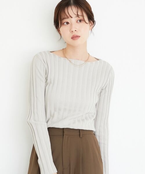 le.coeur blanc / ルクールブラン ニット・セーター | 《手洗い可能》ボートネックリブニット | 詳細2