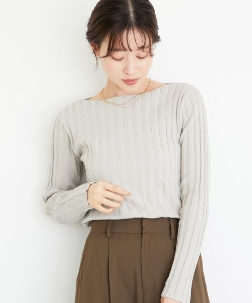 le.coeur blanc / ルクールブラン ニット・セーター | 《手洗い可能》ボートネックリブニット | 詳細3