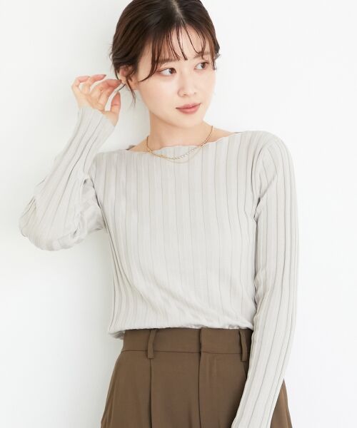 le.coeur blanc / ルクールブラン ニット・セーター | 《手洗い可能》ボートネックリブニット | 詳細4