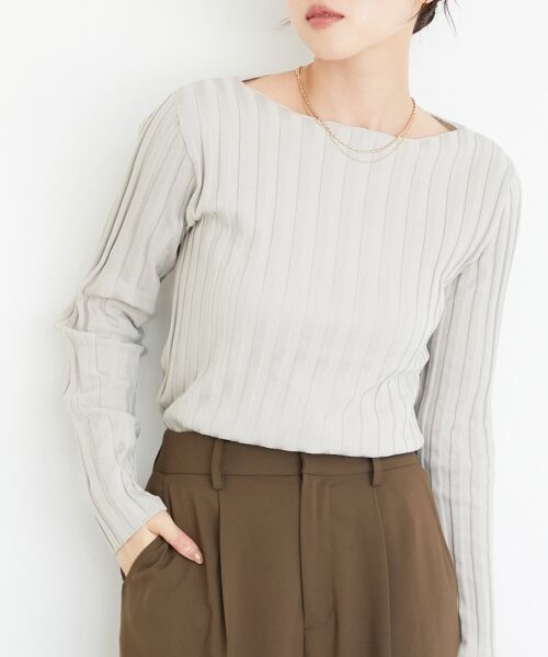 le.coeur blanc / ルクールブラン ニット・セーター | 《手洗い可能》ボートネックリブニット | 詳細5