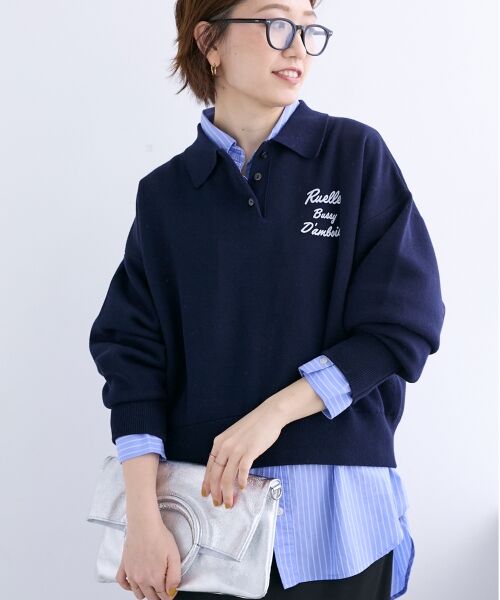 le.coeur blanc / ルクールブラン ニット・セーター | 《一部カラーWEB限定》フロッキーロゴニットポロ | 詳細17