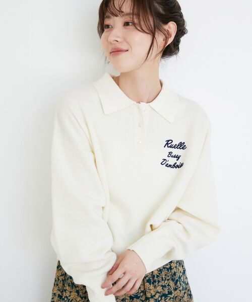 le.coeur blanc / ルクールブラン ニット・セーター | 《一部カラーWEB限定》フロッキーロゴニットポロ | 詳細2