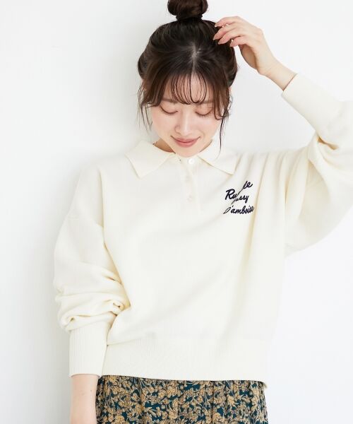 le.coeur blanc / ルクールブラン ニット・セーター | 《一部カラーWEB限定》フロッキーロゴニットポロ | 詳細5