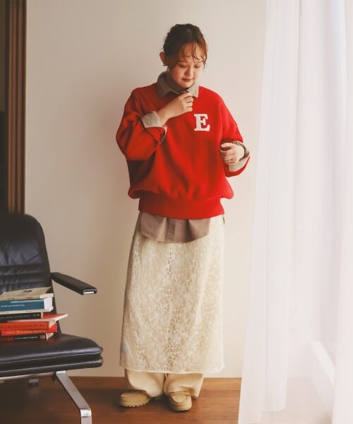 le.coeur blanc / ルクールブラン ニット・セーター | 《手洗い可能》サガラ刺繍クループルオーバー | 詳細6