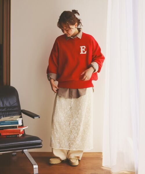 le.coeur blanc / ルクールブラン ニット・セーター | 《手洗い可能》サガラ刺繍クループルオーバー | 詳細7