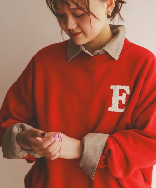 le.coeur blanc / ルクールブラン ニット・セーター | 《手洗い可能》サガラ刺繍クループルオーバー（レッド）