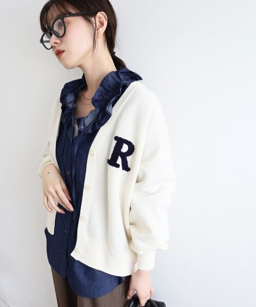 le.coeur blanc / ルクールブラン カーディガン・ボレロ | 《手洗い可能》サガラ刺繍Vカーディガン | 詳細4