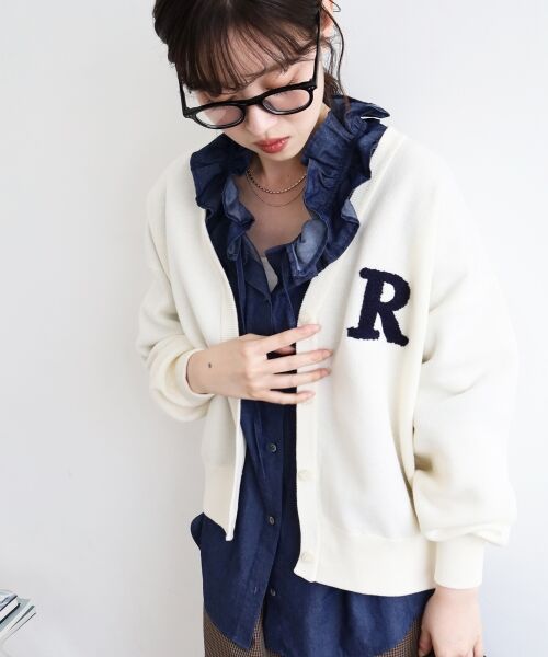 le.coeur blanc / ルクールブラン カーディガン・ボレロ | ★再入荷《手洗い可能》サガラ刺繍Vカーディガン | 詳細3