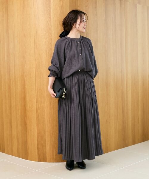 le.coeur blanc / ルクールブラン シャツ・ブラウス | ウールタッチ袖シャーリングブラウス | 詳細13