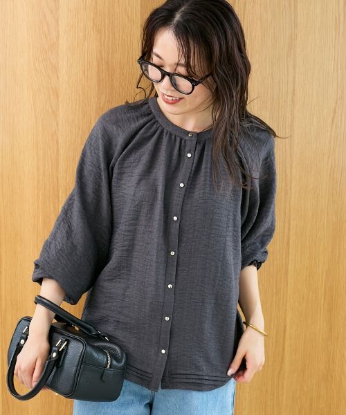 le.coeur blanc / ルクールブラン シャツ・ブラウス | ウールタッチ袖シャーリングブラウス | 詳細14