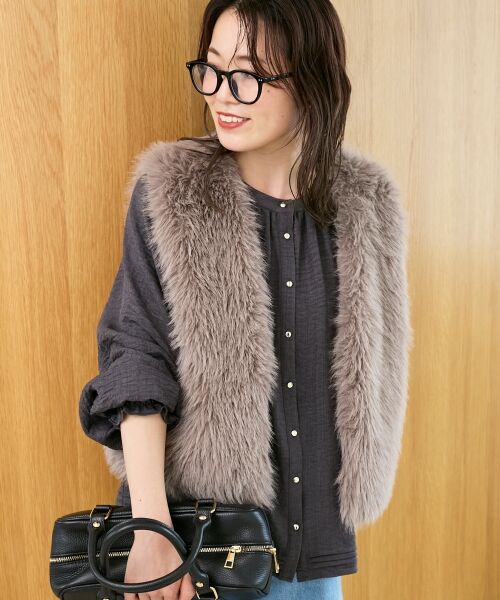 le.coeur blanc / ルクールブラン シャツ・ブラウス | ウールタッチ袖シャーリングブラウス | 詳細16