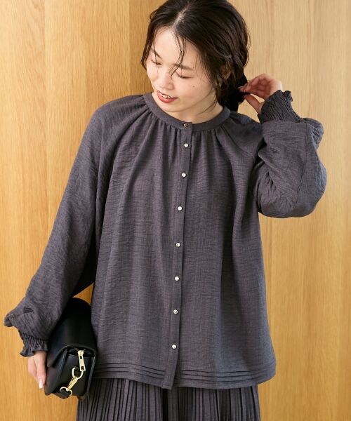 le.coeur blanc / ルクールブラン シャツ・ブラウス | ウールタッチ袖シャーリングブラウス | 詳細4