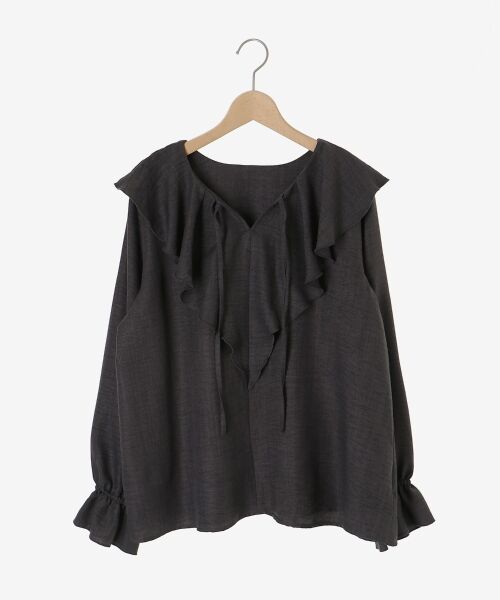 le.coeur blanc / ルクールブラン シャツ・ブラウス | 《手洗い可能》ウールタッチフリルカラーブラウス | 詳細1