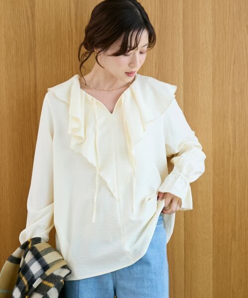 le.coeur blanc / ルクールブラン シャツ・ブラウス | 《手洗い可能》ウールタッチフリルカラーブラウス | 詳細15