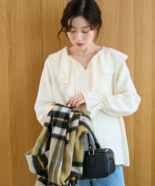 le.coeur blanc / ルクールブラン シャツ・ブラウス | 《手洗い可能》ウールタッチフリルカラーブラウス | 詳細16