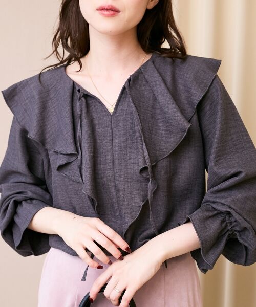 le.coeur blanc / ルクールブラン シャツ・ブラウス | 《手洗い可能》ウールタッチフリルカラーブラウス | 詳細4