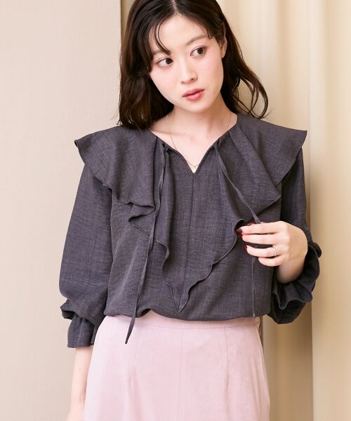 le.coeur blanc / ルクールブラン シャツ・ブラウス | 《手洗い可能》ウールタッチフリルカラーブラウス | 詳細6