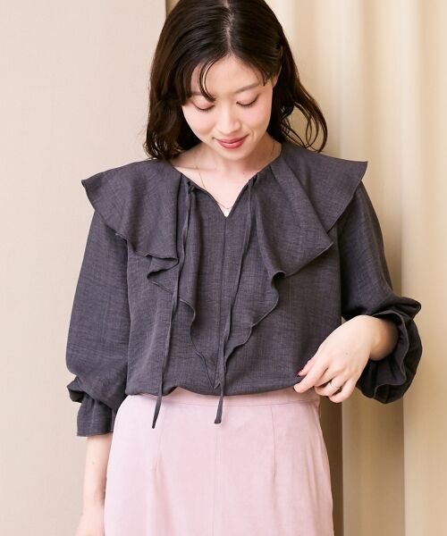 le.coeur blanc / ルクールブラン シャツ・ブラウス | 《手洗い可能》ウールタッチフリルカラーブラウス | 詳細7