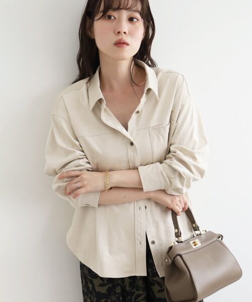 le.coeur blanc / ルクールブラン シャツ・ブラウス | リバーフェイクスエードオーバーシャツ | 詳細3