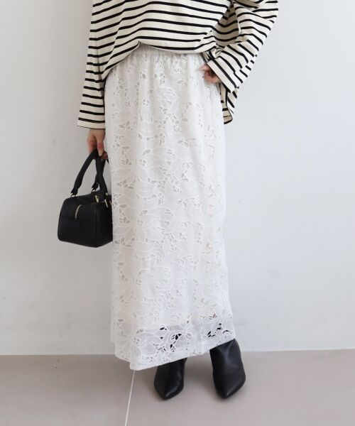 le.coeur blanc / ルクールブラン ロング・マキシ丈スカート | モチーフレーススカート | 詳細10