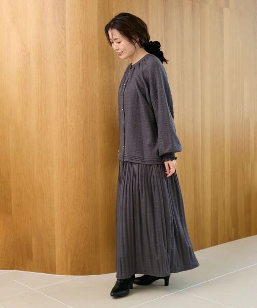 le.coeur blanc / ルクールブラン ロング・マキシ丈スカート | ウールタッチ消しプリーツスカート | 詳細12