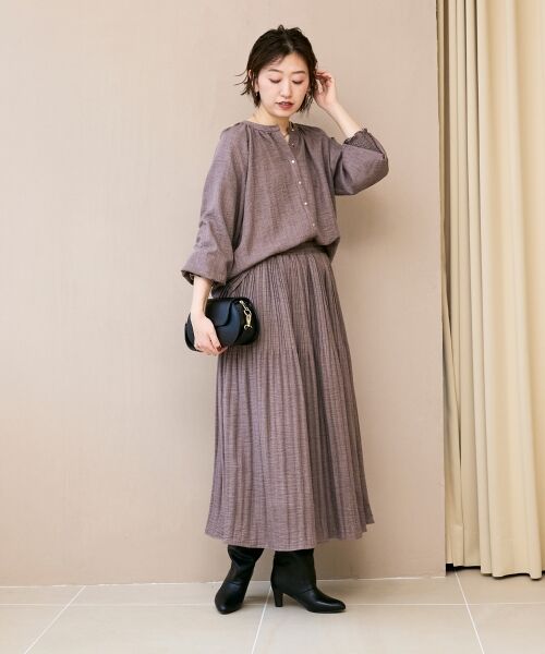 le.coeur blanc / ルクールブラン ロング・マキシ丈スカート | ウールタッチ消しプリーツスカート | 詳細19