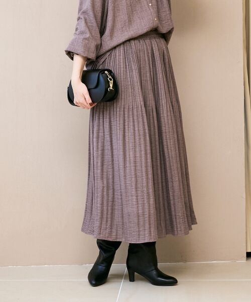 le.coeur blanc / ルクールブラン ロング・マキシ丈スカート | ウールタッチ消しプリーツスカート | 詳細22