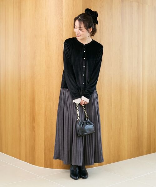 le.coeur blanc / ルクールブラン ロング・マキシ丈スカート | ウールタッチ消しプリーツスカート | 詳細7