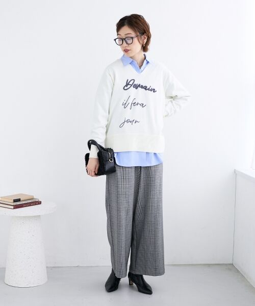 le.coeur blanc / ルクールブラン その他パンツ | グレンチェックイージーワイドパンツ | 詳細12