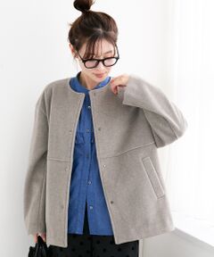 le.coeur blanc / ルクールブラン その他アウター | ニットビーバーノーカラーミドルコート