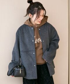 le.coeur blanc / ルクールブラン その他アウター | ニットビーバーノーカラーミドルコート