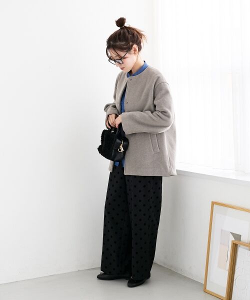le.coeur blanc / ルクールブラン その他アウター | ニットビーバーノーカラーミドルコート | 詳細11