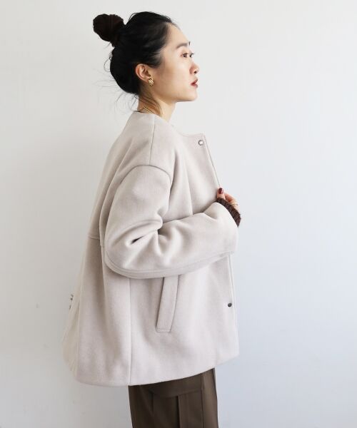 le.coeur blanc / ルクールブラン その他アウター | ニットビーバーノーカラーミドルコート | 詳細17