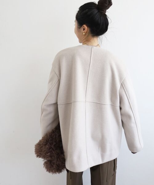 le.coeur blanc / ルクールブラン その他アウター | ニットビーバーノーカラーミドルコート | 詳細18