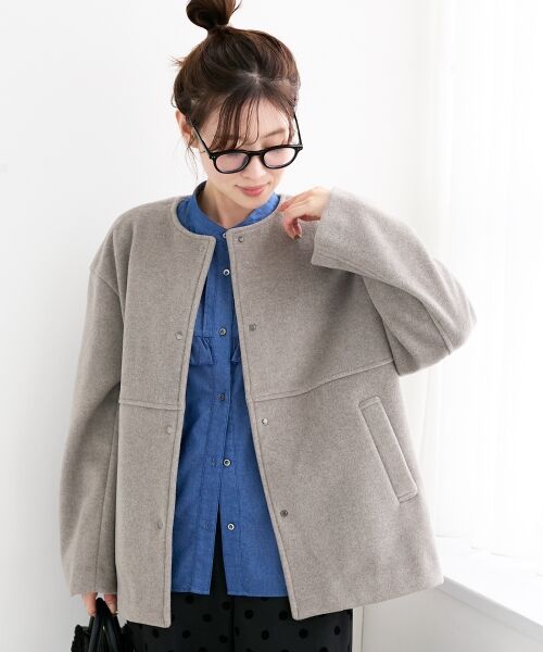 le.coeur blanc / ルクールブラン その他アウター | ニットビーバーノーカラーミドルコート | 詳細2