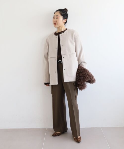 le.coeur blanc / ルクールブラン その他アウター | ニットビーバーノーカラーミドルコート | 詳細21