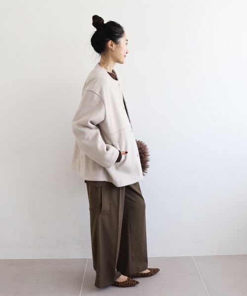 le.coeur blanc / ルクールブラン その他アウター | ニットビーバーノーカラーミドルコート | 詳細23