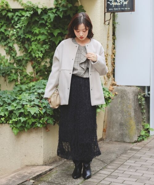 le.coeur blanc / ルクールブラン その他アウター | ニットビーバーノーカラーミドルコート | 詳細25